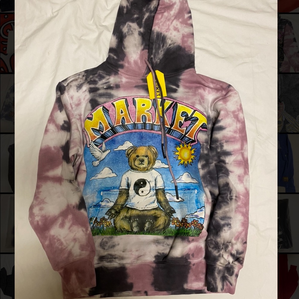 Brand new! Market purple tie dye peace bear hoodie.